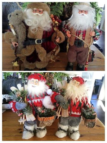 Kerst Kerstman poppen brocante staand met beer - vis of ski beschikbaar voor biedingen