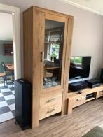 Eikenhouten Vitrinekast, eettafel, salontafel, tv kast, Huis en Inrichting, Kasten | Televisiemeubels, Gebruikt, 200 cm of meer