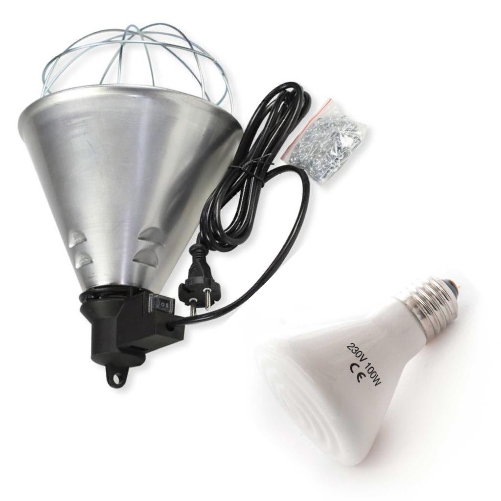 warmtelamp 100W + armatuur reptiel kip kat hond = Compleet, Dieren en Toebehoren, Pluimvee | Toebehoren, Nieuw, Overige typen