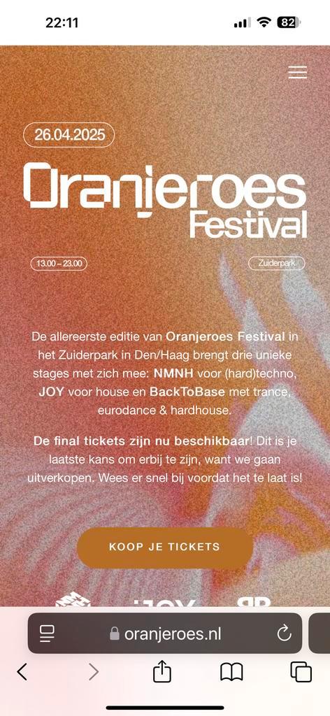 Oranjeroes | 1 ticket | 26 april, Tickets en Kaartjes, Evenementen en Festivals, Eén persoon