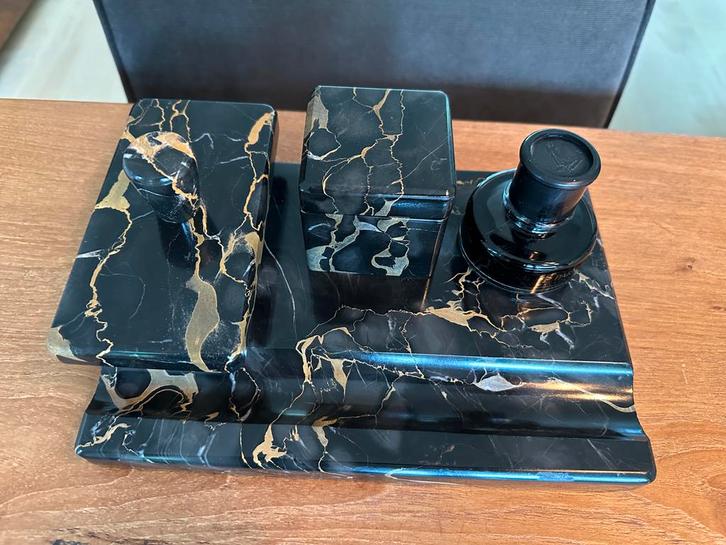 Marmeren Kalligrafie Set - Nero Portoro - 20e Eeuw, Antiek en Kunst, Antiek | Kantoor en Zakelijk, Ophalen