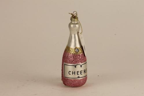 Kerstbal, champagnefles “Cheers”, Huis en Inrichting, Woonaccessoires | Wijnrekken, Nieuw, Minder dan 50 cm, Glas, Ophalen of Verzenden