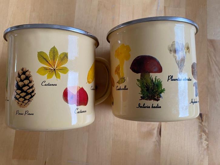 Nieuw! 2 grote Emaille Mokken paddenstoel & bomen Esschert D, Huis en Inrichting, Keuken | Servies, Nieuw, Kop(pen) en/of Schotel(s)