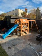Houten speeltoestel met glijbaan en schommels, Ophalen, Zo goed als nieuw, Klimnet