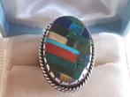 Vint. Mexico Zilver Ring m.Turkoois,Koraal,Lapis + Verzenden, Verzenden, Zilver, Ring, Met edelsteen