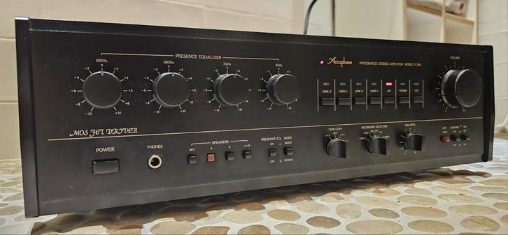 Accuphase E206 vintage MOSFET, phono MM/MC, igst, garantie, Audio, Tv en Foto, Versterkers en Receivers, Gebruikt, Stereo, 120 watt of meer