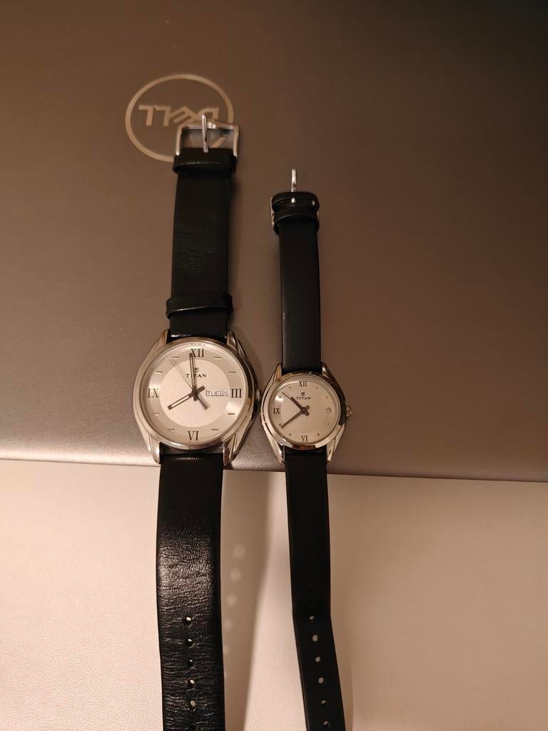 Titan koppelhorloge cadeau - Nieuw, Overige merken, Leer, Staal, Polshorloge