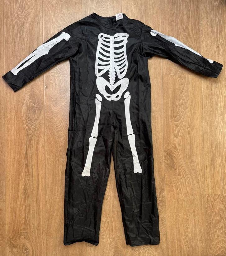 Skeletten pak zwart maat 122, Kinderen en Baby's, Carnavalskleding en Verkleedspullen, Gebruikt, Jongen of Meisje, 122 t/m 128
