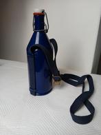 Vintage blauwe ijzeren drinkfles met draagriem, Antiek en Kunst, Antiek | Emaille, Ophalen of Verzenden