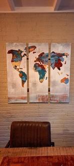 3 luik wereldkaart op canvas, Ophalen of Verzenden