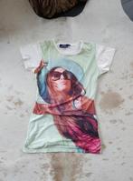 Topje "summer" met fotoprint op soort tule voorpand, Ophalen of Verzenden, Zo goed als nieuw, Maat 42/44 (L), Wit