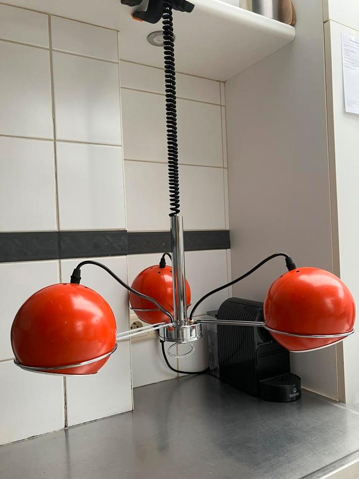 Space Age Eyeball hanglamp Gepo jaren ‘70, Huis en Inrichting, Lampen | Hanglampen, Gebruikt, 75 cm of meer, Metaal, Ophalen of Verzenden