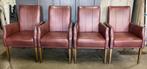 4 Leren Vintage design eetkamerstoelen, fauteuils., Huis en Inrichting, Minder dan 75 cm, Hout, Zo goed als nieuw, 50 tot 75 cm