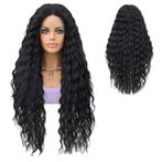 Swiss lace front pruik lang zwart haar met spiraalkrullen De, Sieraden, Tassen en Uiterlijk, Uiterlijk | Haarverzorging, Verzenden