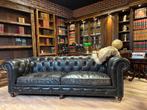 Orginele chesterfield in vintage leer zwart, Huis en Inrichting, Banken | Bankstellen, Ophalen, Driepersoons, Leer, Zo goed als nieuw