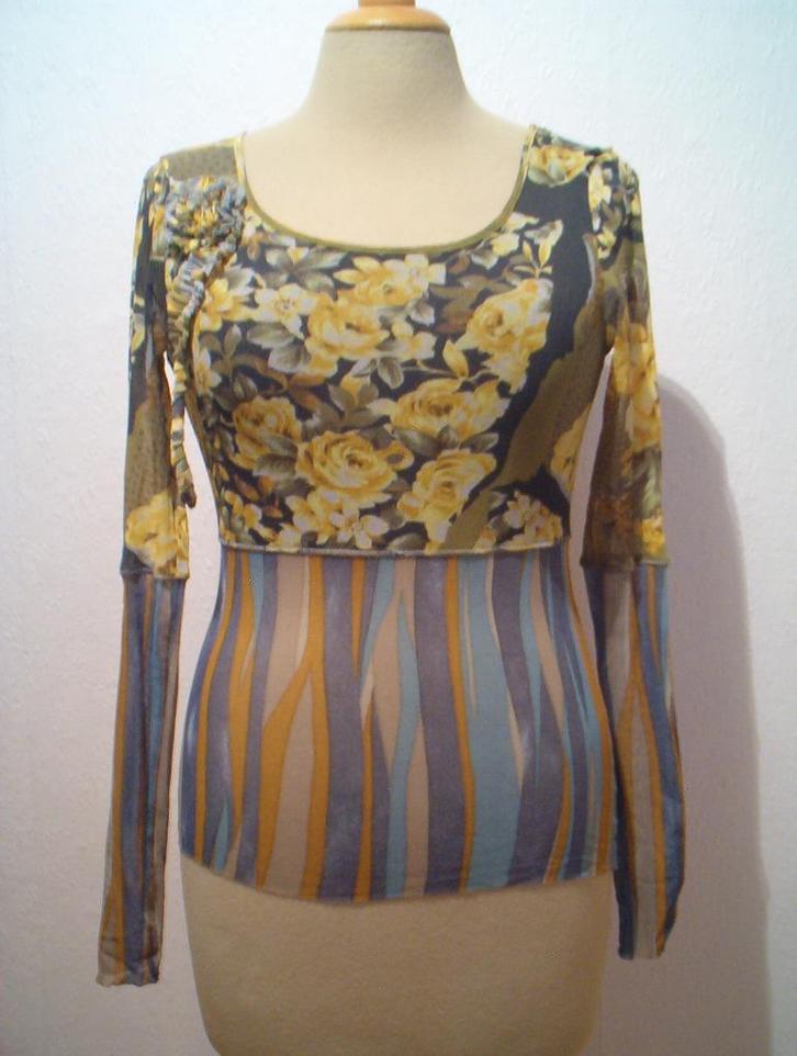Opvallende leuke stretchy print top! M, Kleding | Dames, Tops, Zo goed als nieuw, Maat 38/40 (M), Overige kleuren, Lange mouw