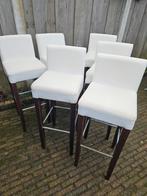 6 witte barkrukken, Hout, Met voetsteun, 60 tot 90 cm, Ophalen of Verzenden