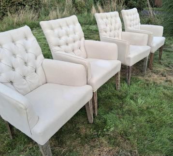 4 eetkamerstoelen met armleuning beige beschikbaar voor biedingen