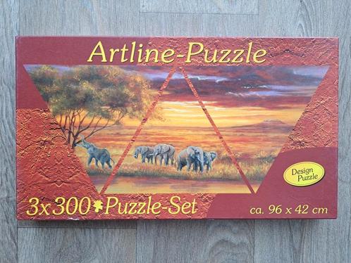 Artline-puzzle - avondzon in Afrika 3x300st compleet, Hobby en Vrije tijd, Denksport en Puzzels, Zo goed als nieuw, Legpuzzel