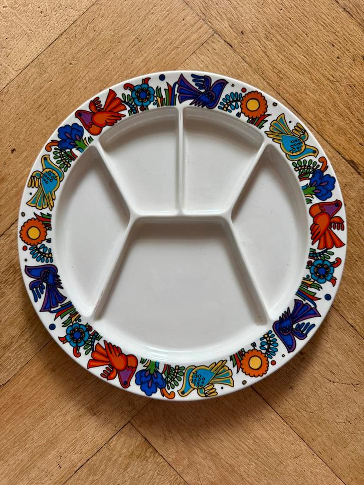 Villeroy&Boch “Acapulco” 4 retro fondueborden,1970, gaaf!, Antiek en Kunst, Antiek | Servies los, Ophalen of Verzenden