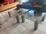 2 Glazen Salontafels met RVS poten, Ophalen