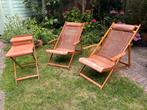 Antieke houten strandstoelen - dekchairs - opknappen, Tuin en Terras, Tuinstoelen, Ophalen, Gebruikt, Hout, Verstelbaar