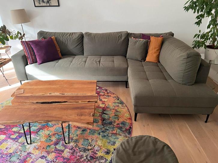 Goossens Wonen Hoekbank - Z.G.A.N. staat in Wageningen, Huis en Inrichting, Banken | Bankstellen, Zo goed als nieuw, Hoekbank