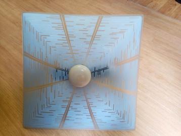 Jaren 50 midcentry design Bauhaus vierkante plafonnière. beschikbaar voor biedingen