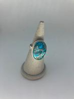 Zilveren ring met turquoise edelsteen, Sieraden, Tassen en Uiterlijk, Ringen, 18 tot 19, Blauw, Nieuw, Ophalen of Verzenden