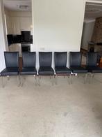 Bert Plantagie leren stoelen donkerblauw 6 stuks, Huis en Inrichting, Stoelen, Vijf, Zes of meer stoelen, Blauw, Modern, Gebruikt