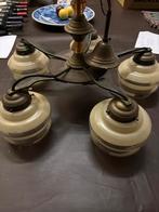 Vintage Art Deco Plafondlamp, Ophalen, Gebruikt, Glas, Minder dan 50 cm