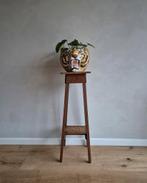 Vintage antieke plantenkruk plantentafel kruk eikenhout, Ophalen of Verzenden, Zo goed als nieuw