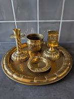 Koperen Rookstel met Kandelaar en Asbak, Ophalen, Koper