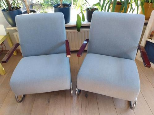 Thonet S411 lichtblauw 2x, Huis en Inrichting, Fauteuils, Gebruikt, 50 tot 75 cm, Ophalen