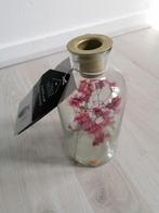 Nieuw glas  kandelaar  met droog bloemen, Ophalen of Verzenden, Nieuw, Overige materialen, Minder dan 25 cm