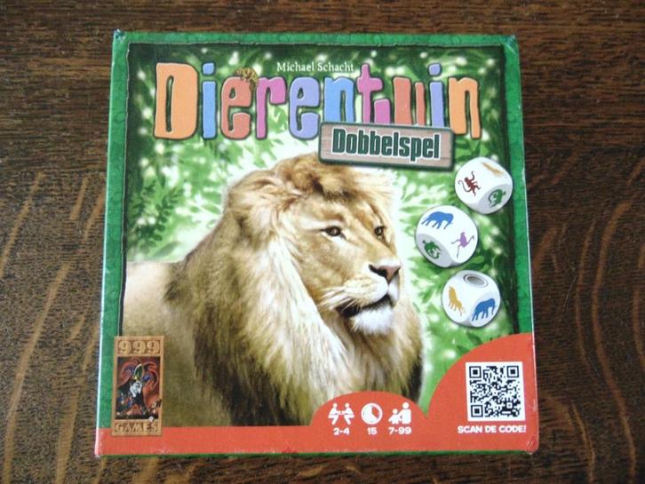 Dierentuin Dobbelspel van 999 Games, Hobby en Vrije tijd, Gezelschapsspellen | Overige, Zo goed als nieuw, Een of twee spelers