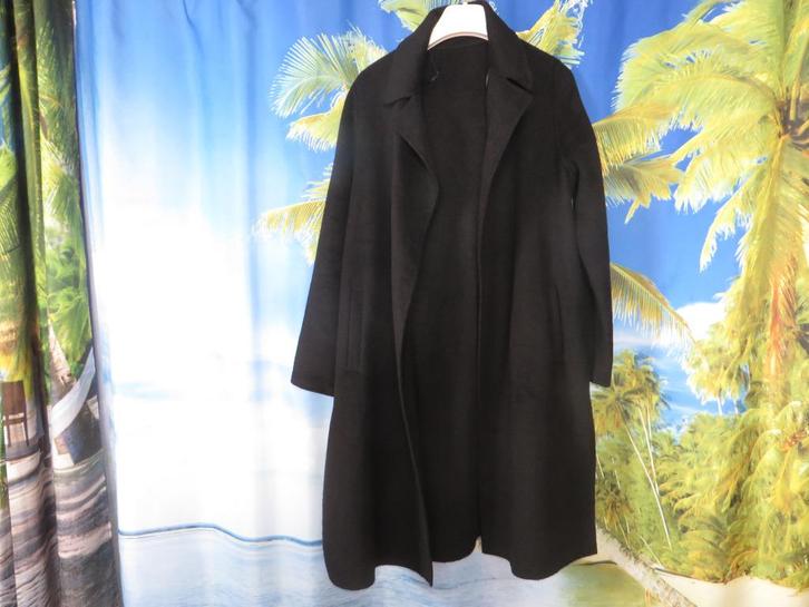 zwarte lange wolmix jas mt M Zara, Kleding | Dames, Jassen | Winter, Gedragen, Maat 38/40 (M), Zwart, Ophalen of Verzenden