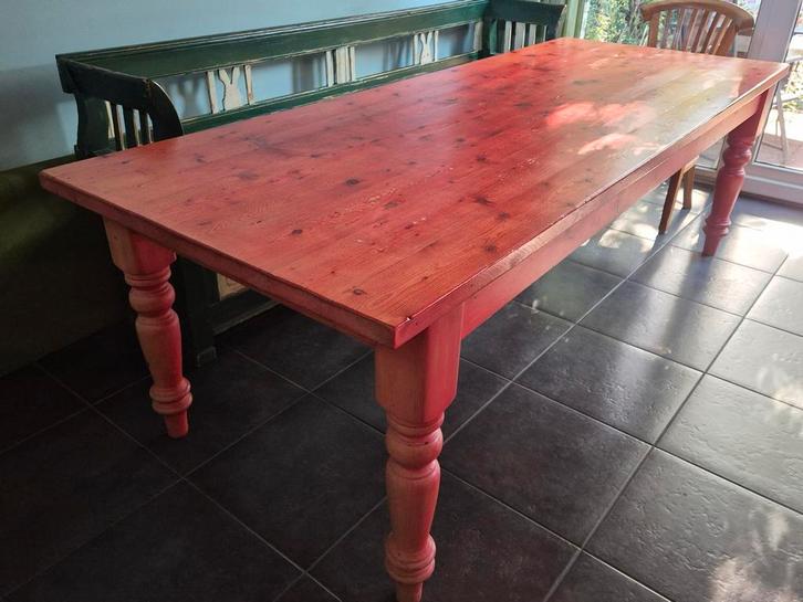 Robuuste tafel, Huis en Inrichting, Tafels | Eettafels, Gebruikt, 50 tot 100 cm, 200 cm of meer, Vijf personen of meer, Rechthoekig