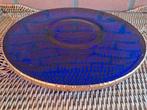 Vintage vlaai/taart schaal van blauw glas van Ludwig Moser., Ophalen of Verzenden