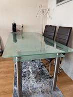 Glazen eettafel (dubbele lagen), Huis en Inrichting, Tafels | Eettafels, Ophalen, 200 cm of meer, 50 tot 100 cm, Zo goed als nieuw