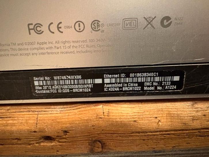 iMac 2007, Computers en Software, Apple Desktops, Niet werkend, iMac, HDD, Ophalen