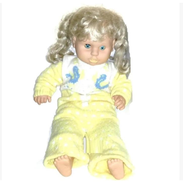 Babypop met mooi lang haar retro antieke vintage Grote pop, Verzamelen, Poppen, Gebruikt, Pop, Ophalen of Verzenden