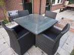 Tuintafel inclusief 4 stoelen, Ophalen, 4 zitplaatsen, Kunststof, Gebruikt
