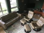 Stressless 2 fauteuils en 3 persoons bank, Huis en Inrichting, Fauteuils, Ophalen, Gebruikt, Minder dan 75 cm, Hout