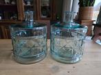 2 grote mica flessen/vazen groen, Ophalen of Verzenden, Minder dan 50 cm, Groen, Glas
