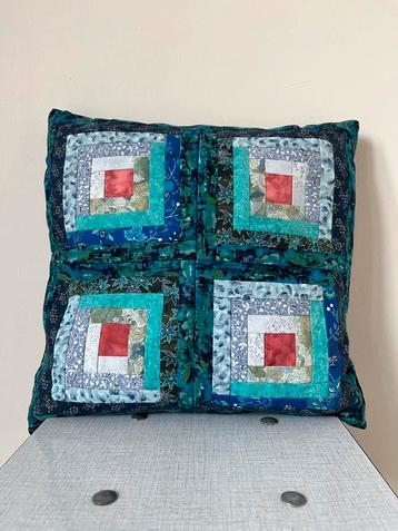 Vintage patchwork/quilt kussen,35,5x35,5cm. Boho batik print beschikbaar voor biedingen
