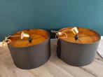 2x Ikea lampenkappen zwart/goud + verlichting!, Ophalen, Gebruikt, Zwart, Rond