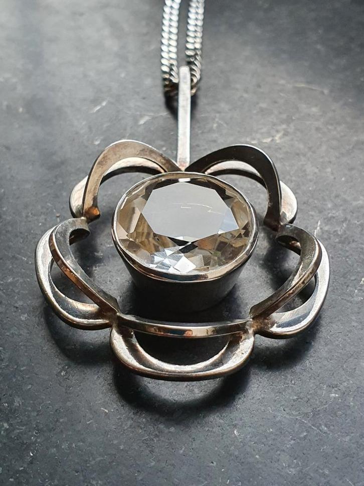 Zilveren vintage ketting alton k.e. Palmberg florale, Sieraden, Tassen en Uiterlijk, Kettingen, Zo goed als nieuw, Zilver, Zilver