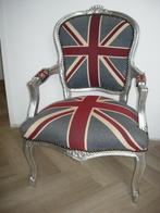 Barok stoel bekleedt met Union Jack-stof, Huis en Inrichting, Ophalen, Hout, Gebruikt, Overige kleuren