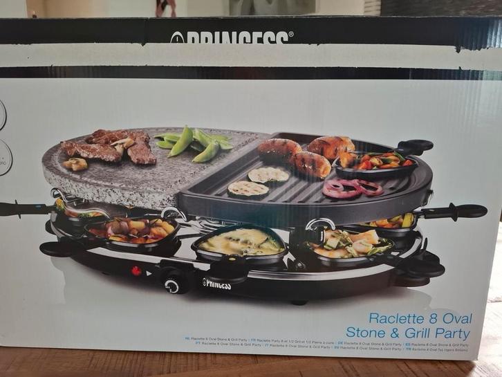Princess 162710 Raclette 8 Oval Stone & Grill Party, Witgoed en Apparatuur, Gourmetstellen, Nieuw, 8 personen of meer, Ophalen